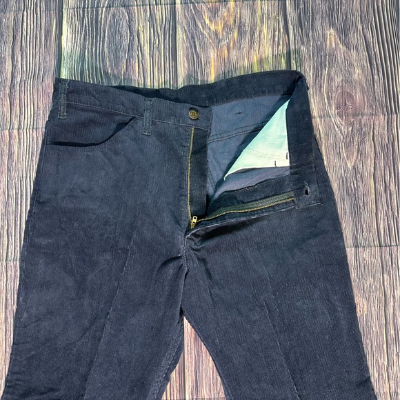 Vintage Men's Levi's Corduroy Bell Bottom Pants Navy 646 Talon - Picture 6 of 9